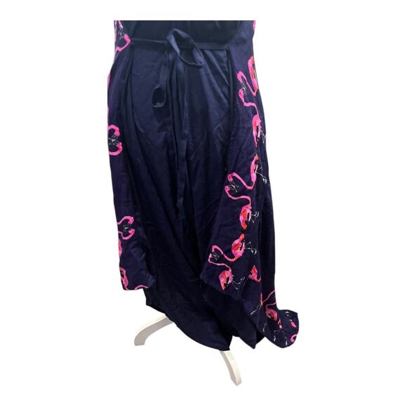 World Market Navy Blue Flamingo Handkerchief Asymmetrical Dress Size S/M - Picture 6 of 6